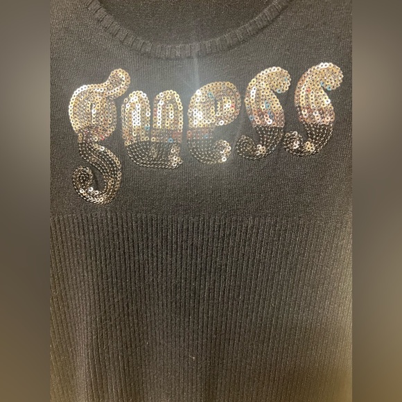 Guess Logo Sequin Black Sweater XSmall - Picture 3 of 4